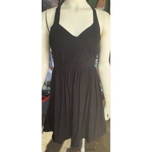 Urban Outfitters XS Black Halter Mini Dress Soft Elastic Back Party Lightweight